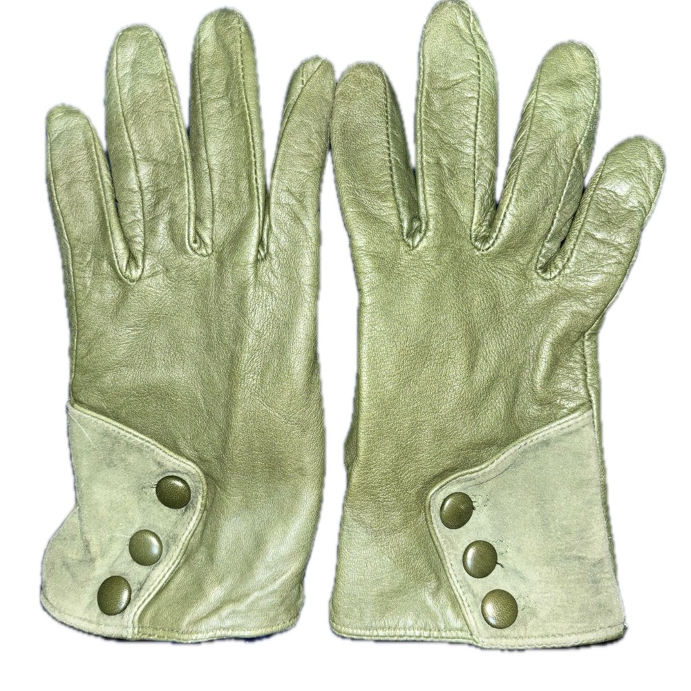 Green Women’s Leather Gloves Size Large - Picture 3 of 7